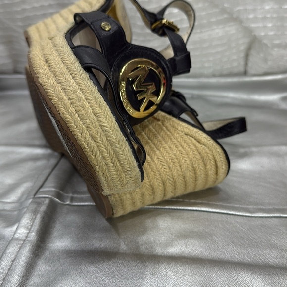 (W4) MICHAEL Michael Kors Black Wedge Sandals Espadrille 'Aubrey Charm, siz/8.5 - Picture 12 of 12